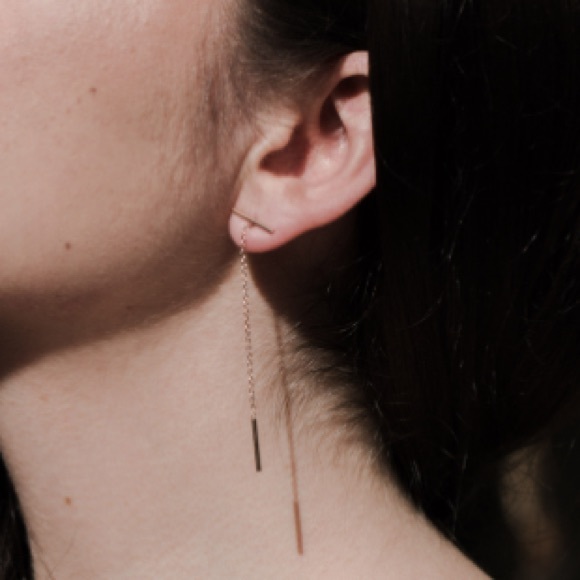 Summer and Rose Bar Chain Earrings - Picture 2 of 3